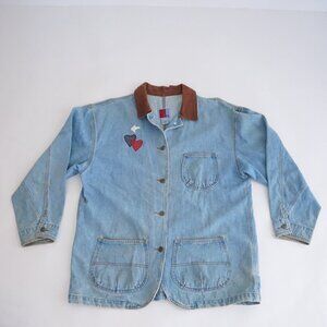 Vintage Sun Belt Blue Cotton Denim Jacket Noahs Ark Cabincore Farm Animals L